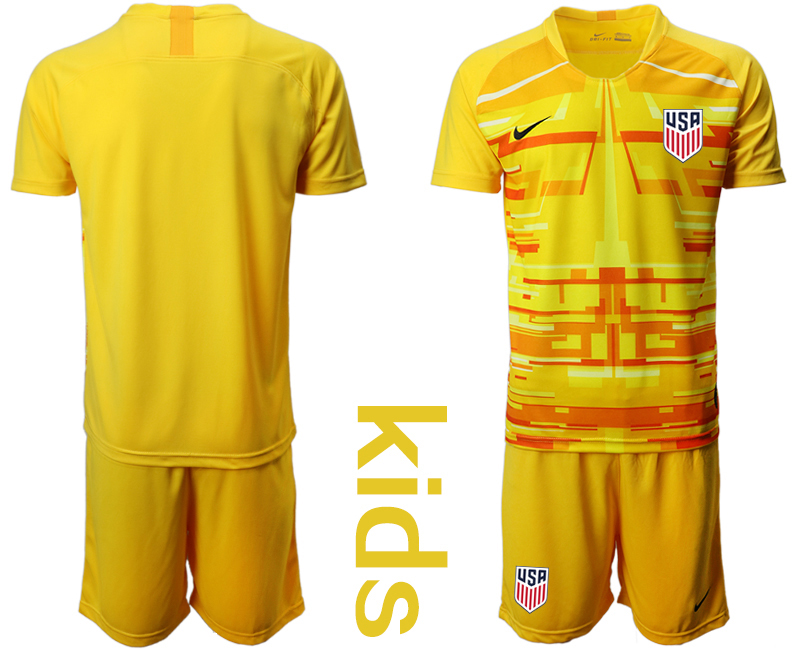 Cheap Youth 2020-2021 Season National team United States goalkeeper yellow Soccer Jersey